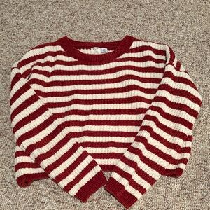 Dry Goods orange & white cropped sweater